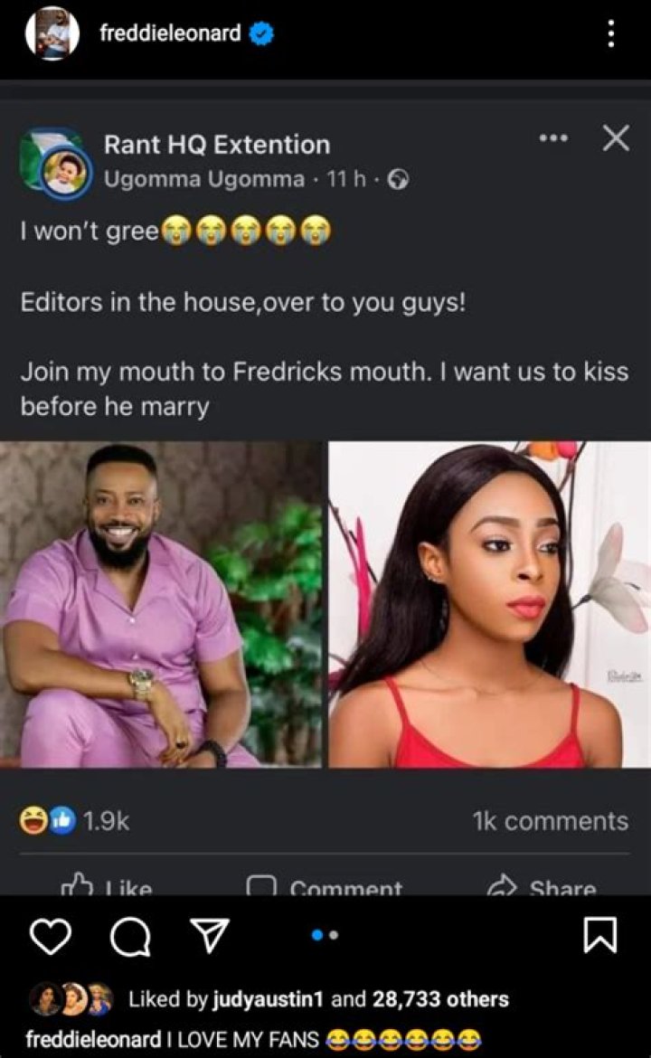 
Frederick Leonard Reacts To A Lady’s Interest In Kissing Him Before He Gets Married 